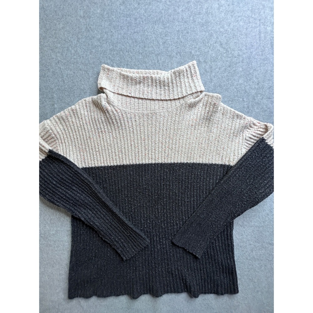Beachlunchlounge Colorblock Turtleneck Sweater Cream Gray Confetti Small